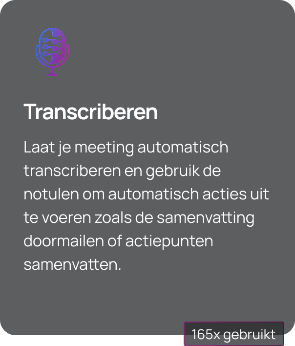 Aivoria AI tool die meetings automatisch transcribeert en actiepunten genereert.